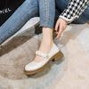 Spring New Women 'S Mary Jane Shoes Fashion Loafers White Casual Leather Shoes Shallow Mouth Design Large