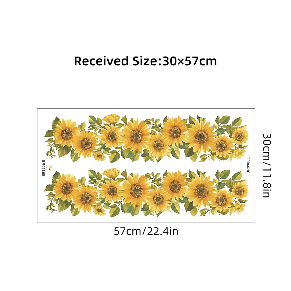 1Pc Watercolor Sunflower Furniture Wall Sticker For Kids Room Decor Home Essentials Decoration Bedroom Living Room Wall Decals