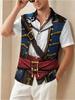Men's Casual Shirt, - Themed 3D Print, Polyester Material, Mixed Color, Multiple Specifications Available, Fashionable Short - Sleeved Design,