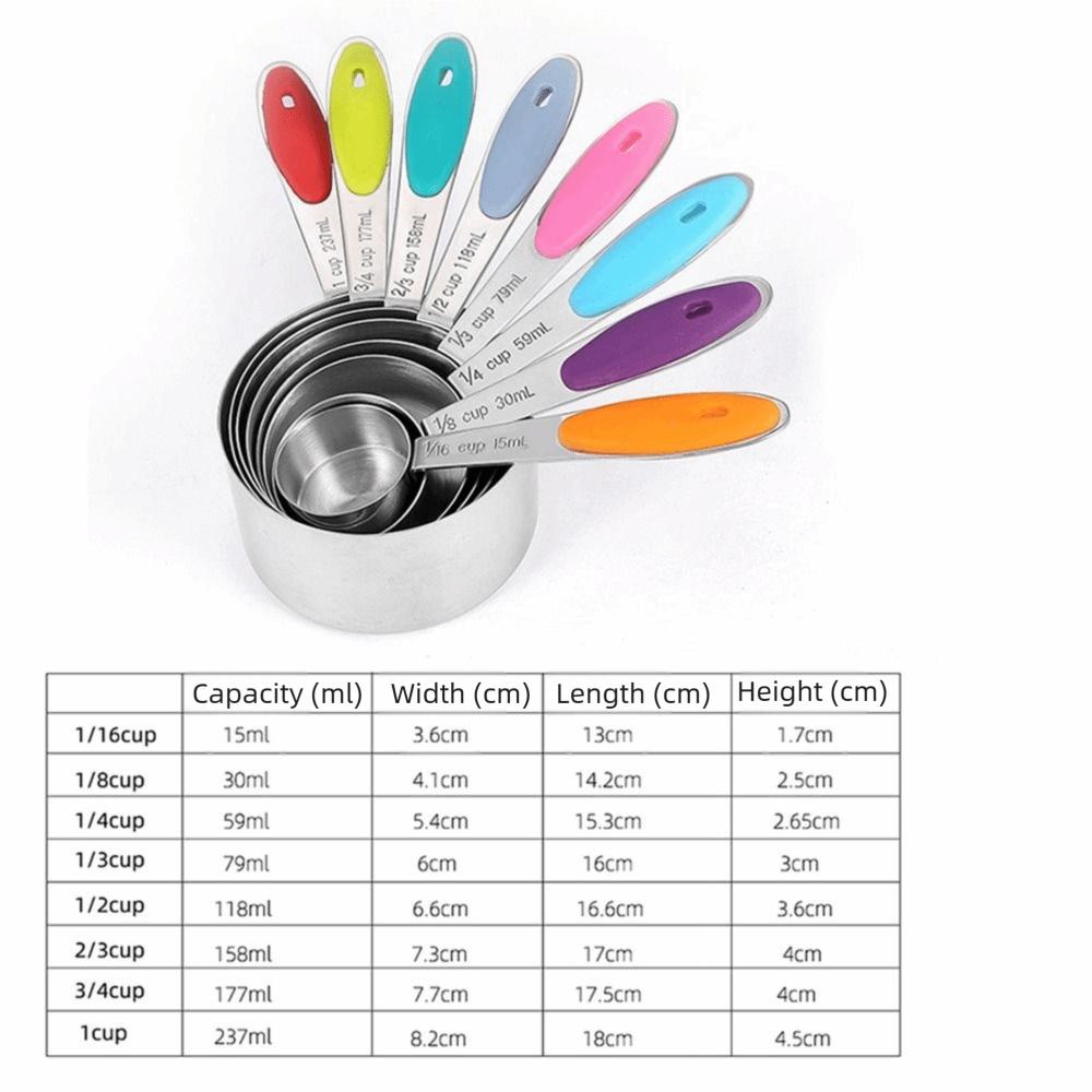 8/13Pcs Teaspoon Measuring Cups Set Stainless Steel Kitchen Measure Tool  Food Preparation