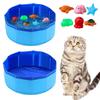 Foldable Dog Bath Swimming Pool Cat Pool Toy With Fish-Water Endless Self Play Interactive Cat Toys Pet Cleaning Water Basin