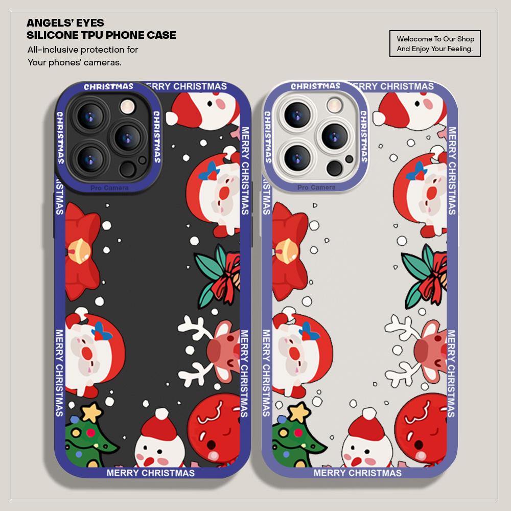 For iPhone 16 15 14 Pro Max Redmi Note 13 12 Pro Samsung S25 S24 Ultra A13 A14 A15 A16 Merry Christmas Design Soft Silicone Full Lens Protect Case