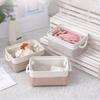 31*21*13cm1pc Double Color Combination Household Foldable Storage Basket with Rope handle,Large Capacity clothing&Toy Linen Storage Basket.
