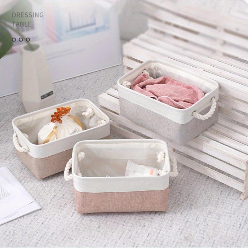 31*21*13cm1pc Double Color Combination Household Foldable Storage Basket with Rope handle,Large Capacity clothing&Toy Linen Storage Basket.