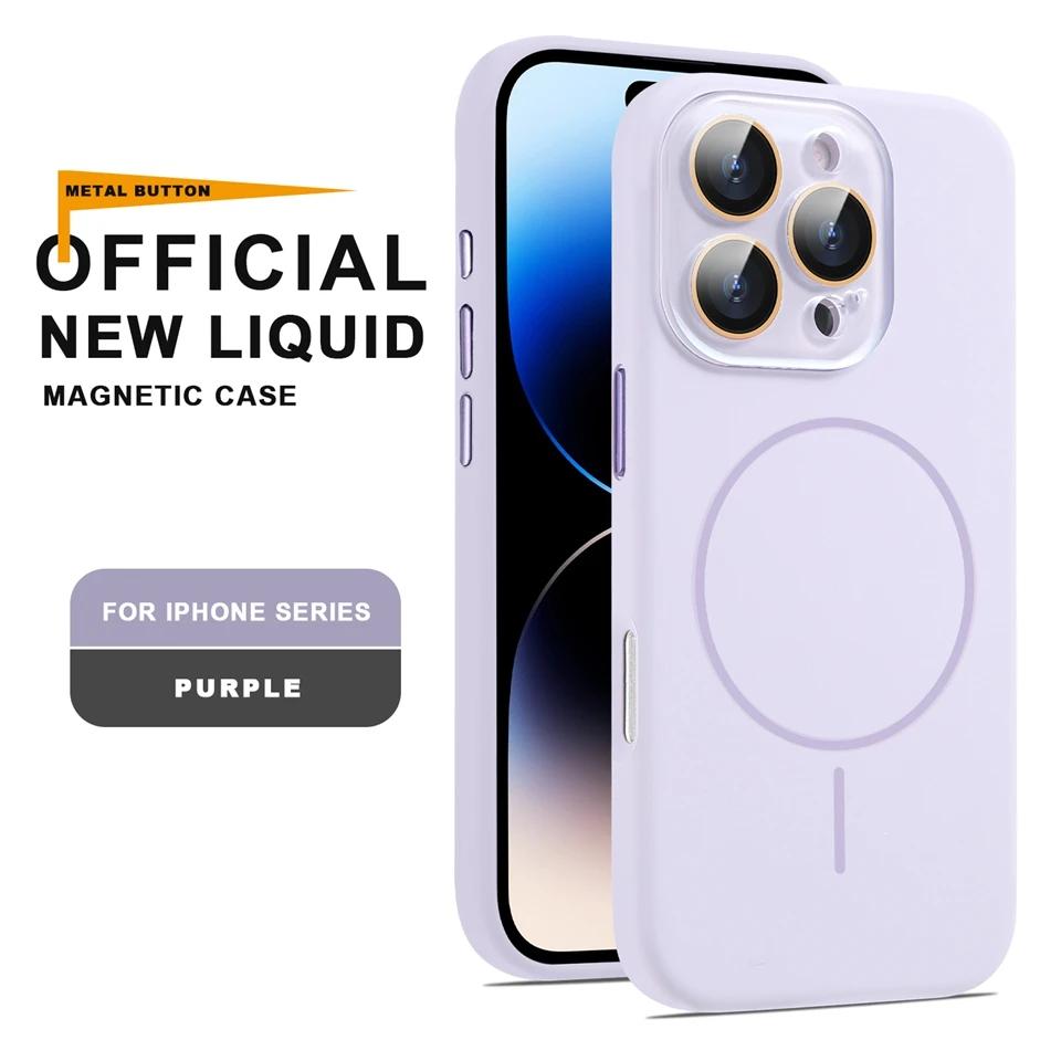 Официальный чехол из жидкого силикона с магнитом для iPhone 16 15 14 13 12 11 Pro Max Plus SE Для зарядки Magsafe Защитная крышка
