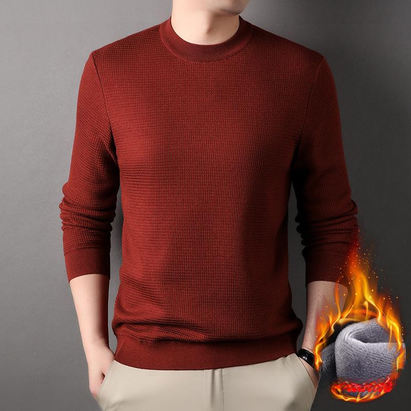 Новый зимний модный брендовый бархатный свитер для мужчин, модная повседневная теплая мужская рубашка с круглым вырезом для мужчин