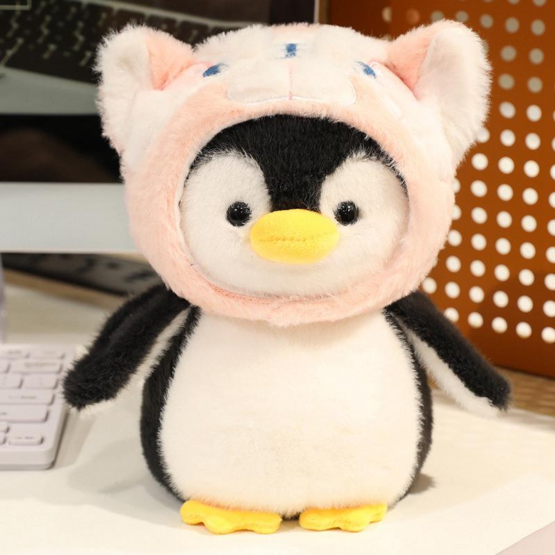 Cartoon Cute Penguin Turned Cat Shark Doll Plush Toy Kitten Doll Children Soothing Doll