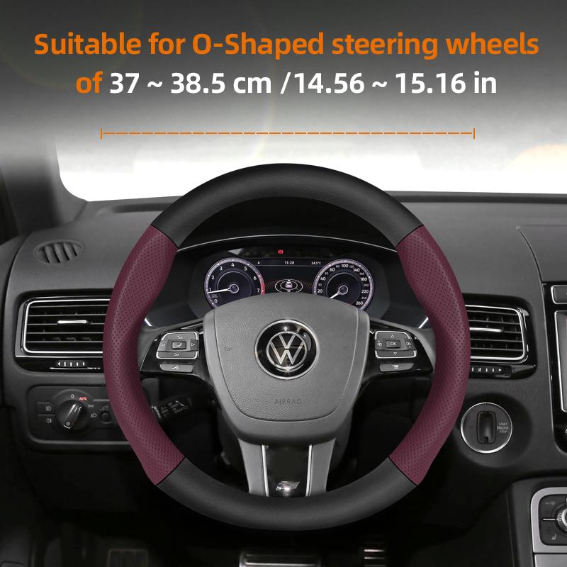 vcxja9 Suitable for Volkswagen Breathable Leather Matte Carbon Fiber Texture Steering Wheel Cover Suitable for Polo Golf 5 6 7 Gol Cc Passat B6 B8