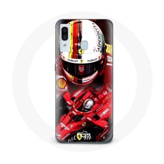 Coque pour Samsung Galaxy A20e Formule 1 Sebastian Vettel F1 Rouge
