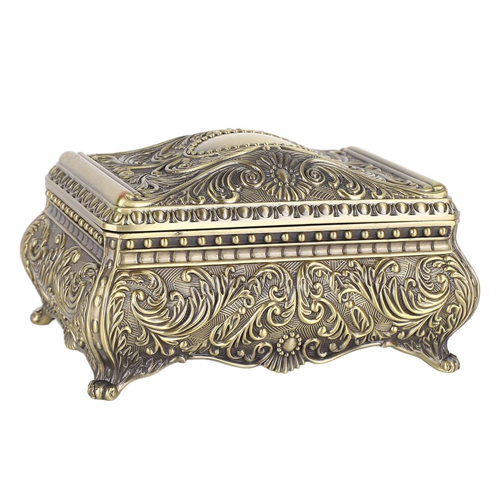 Металлическая шкатулка для украшений Прямоугольная шкатулка для хранения безделушек Винтажная шкатулка для украшений для женщин девушек на день рождения Рождество