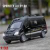 1:32 Alloy Diecast Sprinter MPV Van Toy Car Pull Back Sound Light Doors Openable Collection Toys Vehicle Gift For Kid