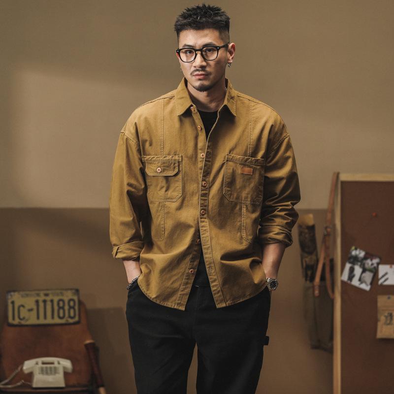 Мужская рубашка American Retro Tooling с длинными рукавами, свободная куртка Tough Guy Hunting Coach, куртка из чистого хлопка