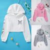Big Girls Casual Long Sleeve Hooded Sweatshirt Kids Pullover Crop Tops