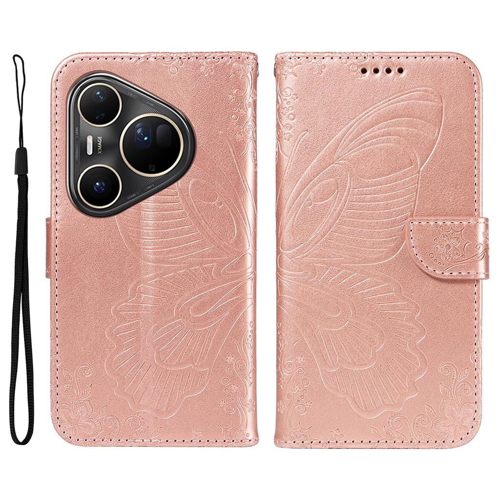 For Huawei Pura 80 Ultra Case Butterfly Pattern PU Leather Folio Flip Phone Cover