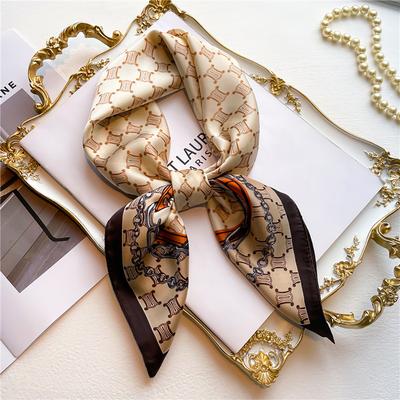 New Print 70cm Soft Satin Headkerchief Women Luxury Design Neck Tie Scarf Female Hair Hand Wrist Foulard Shawl Hijab Bandana