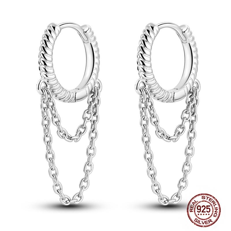 Sparkling Women Hoop Earrings 925 Copper Heart Shape Star Moon Round Blue Zircon Fit Origina Drop Earrings Zircon Holiday Gifts