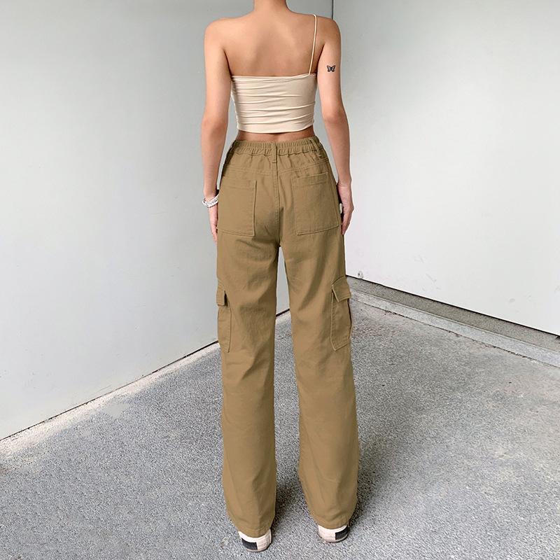 Pantalon Femme 2022, женские хлопковые брюки-карго для тренировок в стиле милитари, комбинезоны, джинсы, женские прямые джинсовые брюки с несколькими карманами