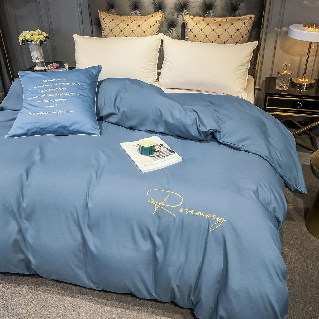 Утолщенное вышитое постельное белье, пододеяльник из четырех частей, простыня, комплект из трех частей для спальни