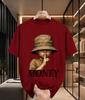 2026 New Arrival Pure Cotton Tshirt Street Style Golden Crack Kid Shhh Gesture Money Print Crew Neck Top Casual Short Sleeve