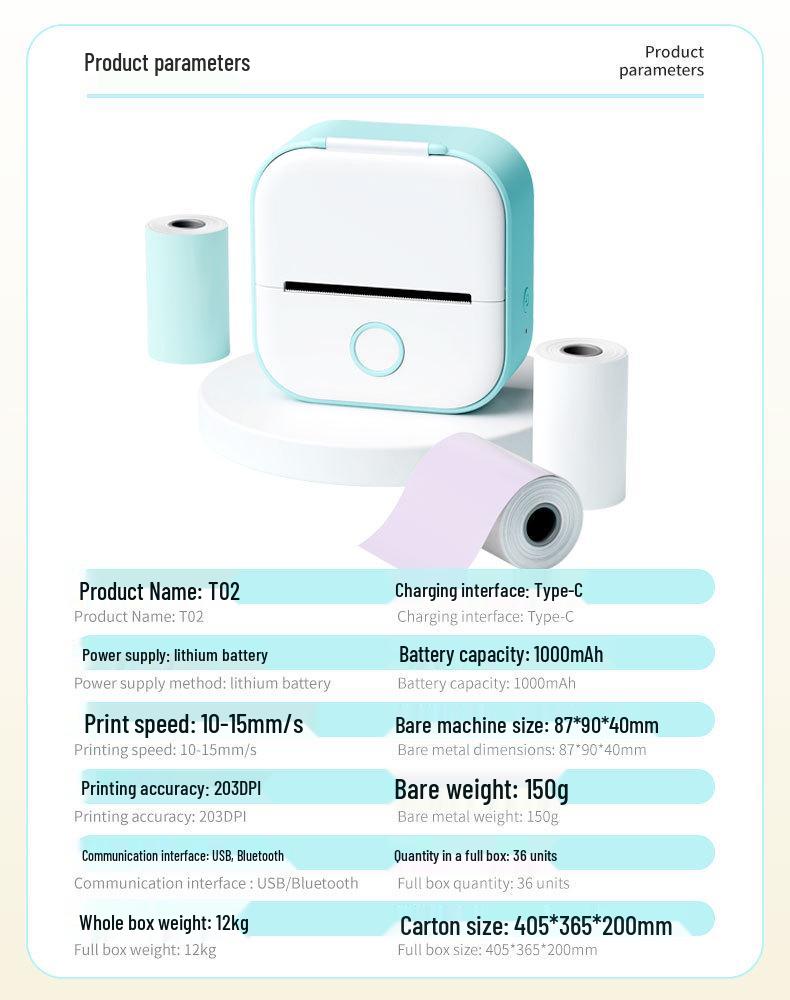 Phomemo M02 Draagbare Mini Thermische Printer – Bluetooth, Inktloos voor Mobiele Apparaten