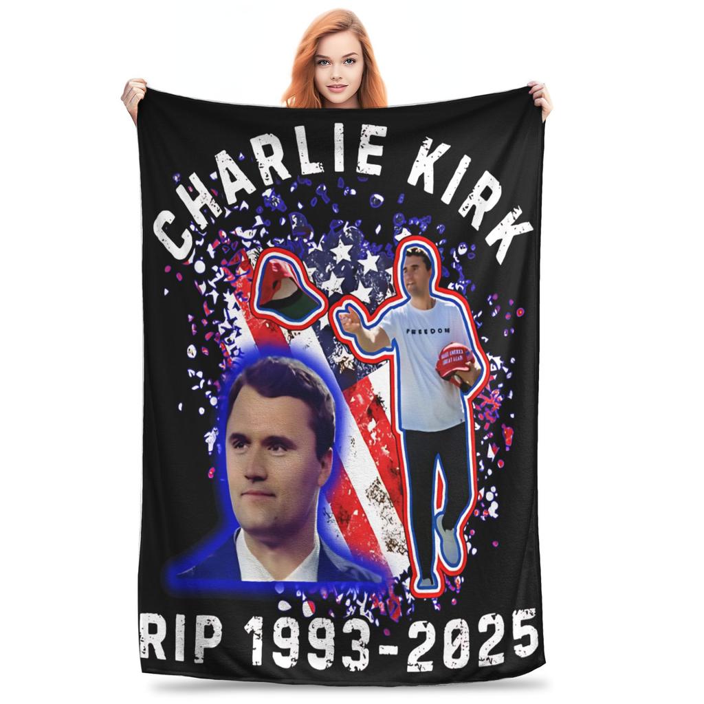 Charlie Kirk 1993 2025 A true Patriot Blanket Multiple Sizes Super Soft Cozy Throw Blankets for Sofa Couch and Bed
