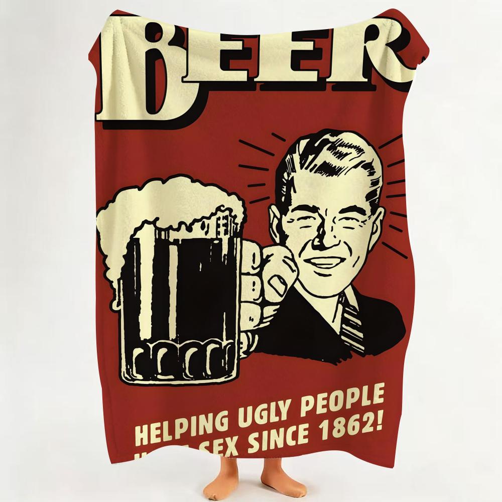 Drink B Beer Throw Flannel Throw Blanket Suitable for Sofa Living Room Bedroom
