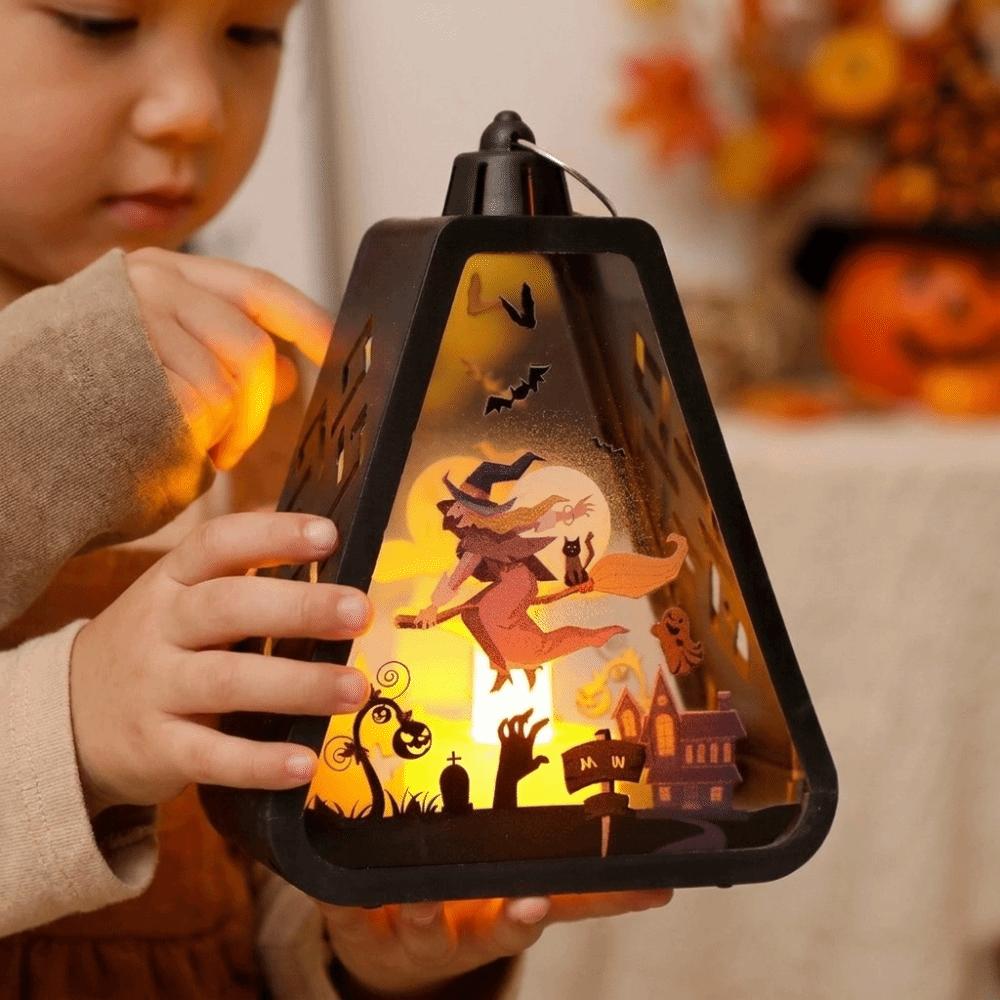Battery Operated Halloween LED Lamp Plastic Handheld Lanterns Hanging Lantern  Ghost Festival
