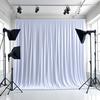 Yousheng White Backdrop Curtain Wrinkle-resistant Wedding Drape Black Background Cloth with Rod Pocket for Photography Events Parties Baby Shower