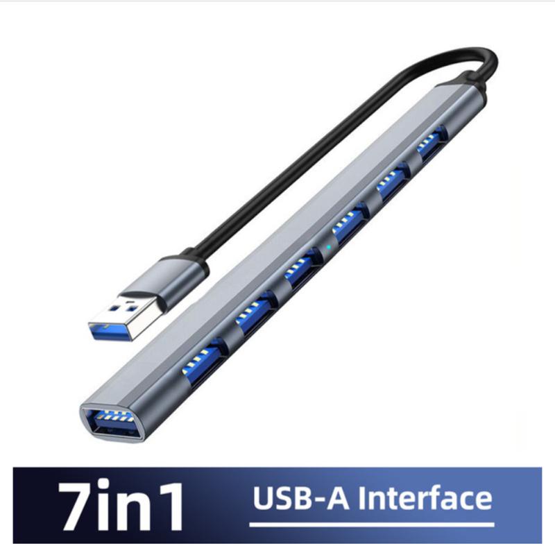 7-в-1 Usb C Hub 3.0 Type C 7-портовый мульти-сплиттер Otg USB-адаптер питания, совместимый с Macbook Pro