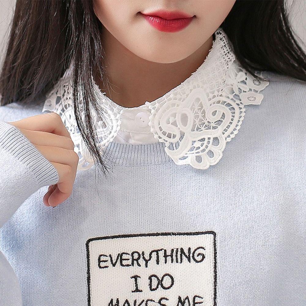DIY Fake Collar Lace Lapel Half Shirt Adjust Clothes Ladies Cape Women Girls