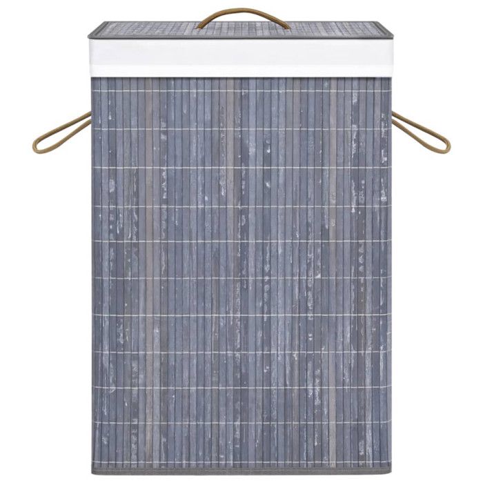 VidaXL Laundry Basket with Single Section Grey Bamboo 320755