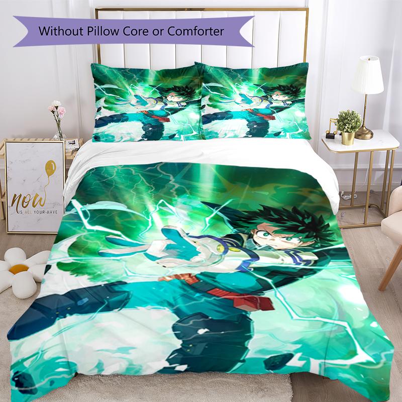 3pcs My Hero Academia Bedding Set Duvet Cover Closure Includes 1 Duvet Cover & 2 Pillowcases, Soft and Comfortable for All Seasons.