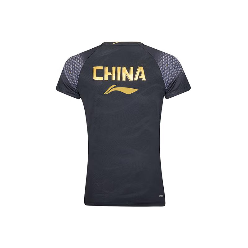 Li Ning Бадминтонные майки Унисекс Черный V-образный вырез Средние AAYV148-1