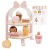 Wooden Simulation Afternoon Tea Cake Dessert Rack Set Children'S Play House Parent-Child Interactive Kitchen Toys