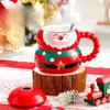Santa Claus Ceramic Mug Christmas Creative Mug with Lid Spoon Home Couple Water Cup Holiday Gift Box
