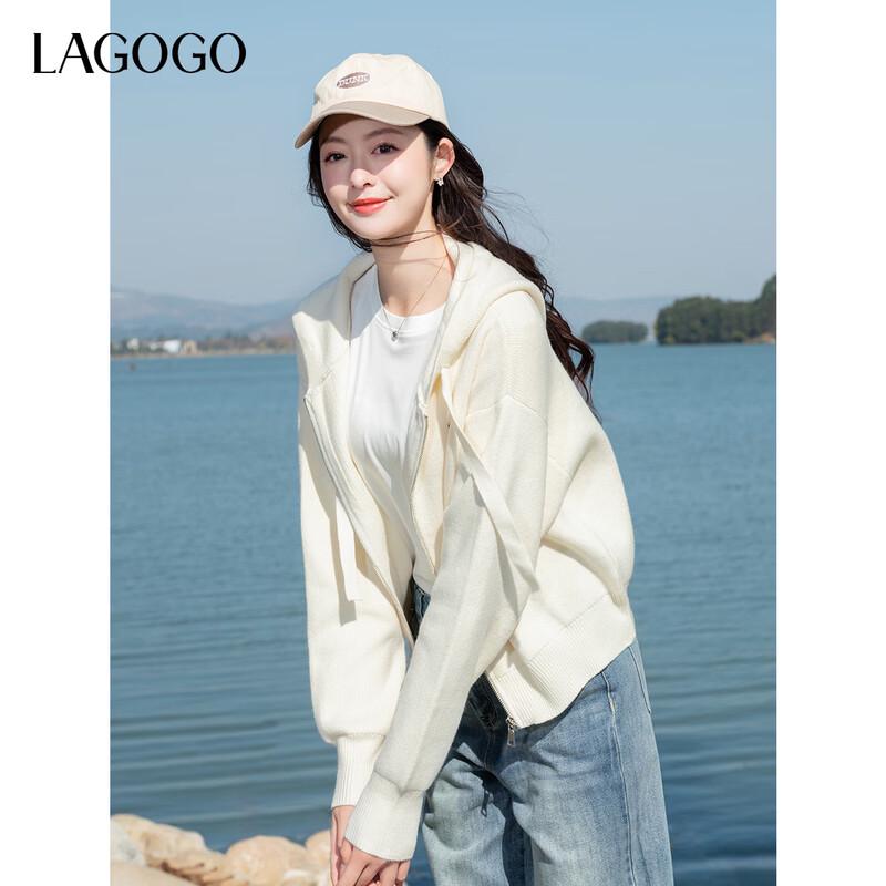 Женский вязаный кардиган с капюшоном LAGOGO