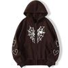 Rhinestone Cobweb Zip Up Oversized Sweatshirt 2023 Autumn Goth Hoodie Men Women Grunge Hooded Jacket Streetwear Y2k Clothing