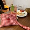 Korean Style Cherry Cosmetic Bag Large Capacity Pouch Plaid Makeup Bags Toiletry Organizer Stationery Bag Canvas Coin Purse