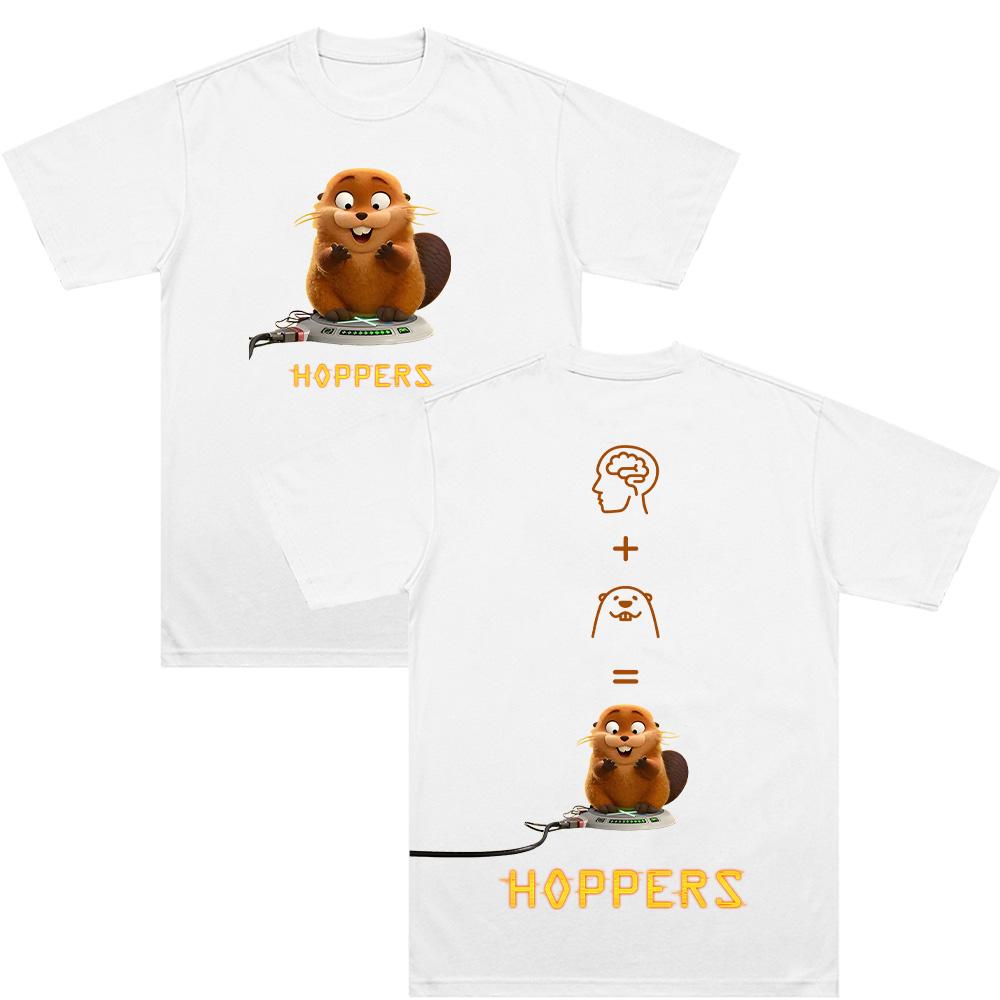 Футболки с мультяшным принтом Hoppers Модные Забавный Подарок Унисекс Одежда Хлопок Короткий Рукав Аниме Модные Футболки