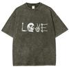Design Sense Skull Letter Love Printed T-Shirt High Gram Wei