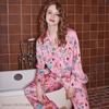 Женский роскошный пижамный комплект с принтом, милая мультяшная пижама, свободная повседневная домашняя одежда, весна-лето, ночная одежда с длинными рукавами, одежда для отдыха
