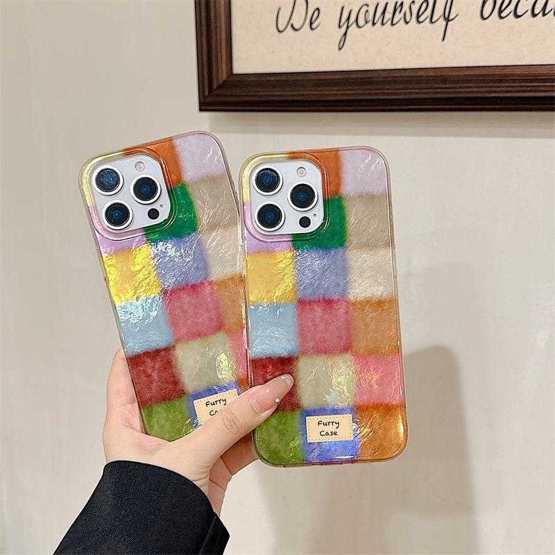 Яркий клетчатый чехол для iPhone 17, 16 Pro Max, 15, 14 - Двухслойная печать