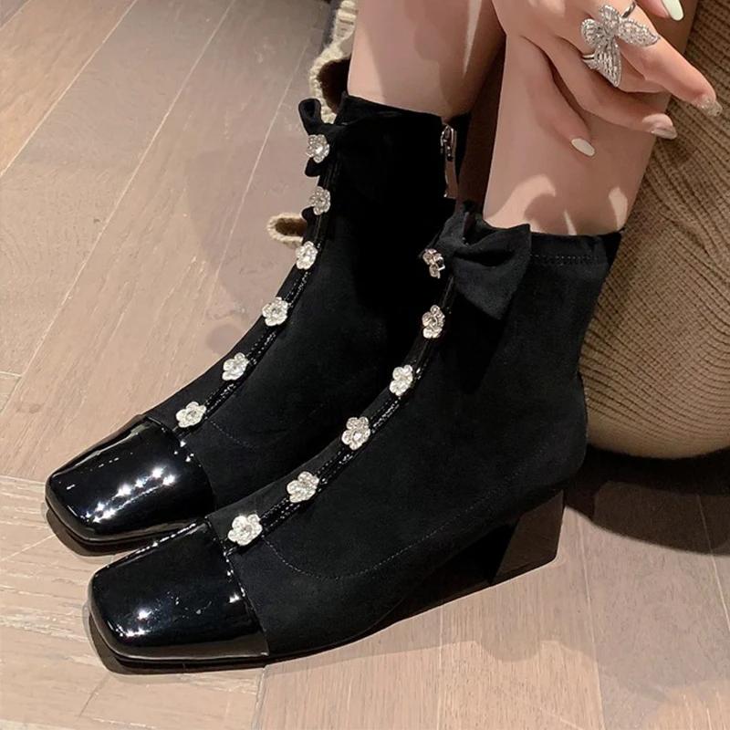 Suede Women Ankle Boots High Heels Chunky Shoes Woman 2025 Trend Winter Fashion New Brand Casual Walking Cozy Punk Female Botas