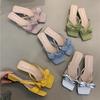French Evening Breeze Cool Slippers Female Summer New Fairy Style with Skirt Bow Open-toed Beach Sandals