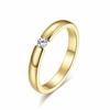 Simple Gold Color Stainless Steel Engagement Rings for Women Men Elegant Thin Wedding Band