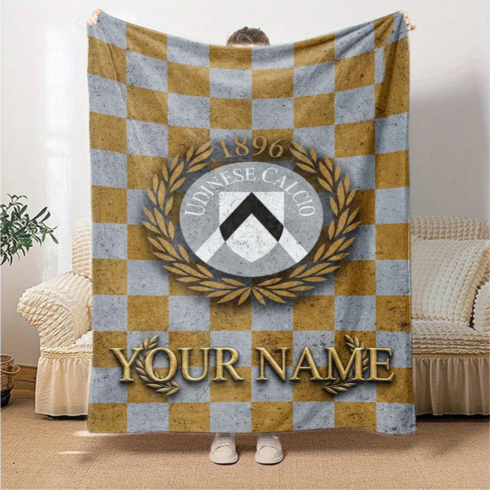 Name Custom Udinese Calcio Print Flannel Blanket High Quality Warm Comfortable Cover for All Seasons Perfect for Gifts Home Decor