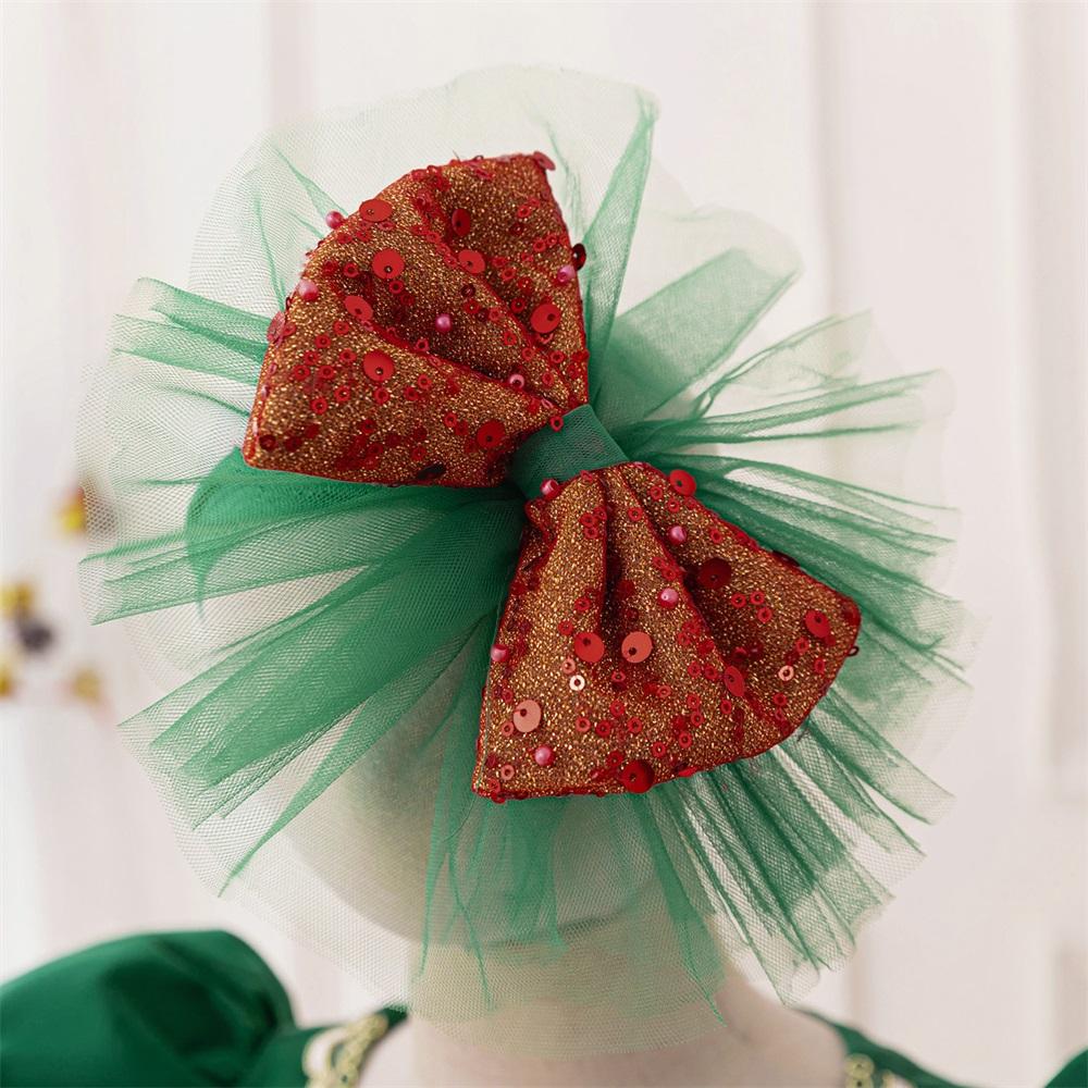 Пышные блестящие рождественские платья для девочек, красно-зеленое фатиновое платье для свадьбы, дня рождения, принцессы, костюм подружки невесты с бантом