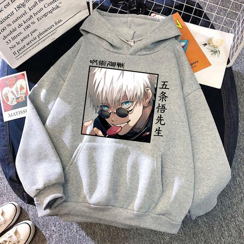 New Anime Hoodie Cool Gojo Satoru Printed Round Neck Long Sleeve Streetwear Men/Women Fashion Casual Loose Pullover Harajuku Top