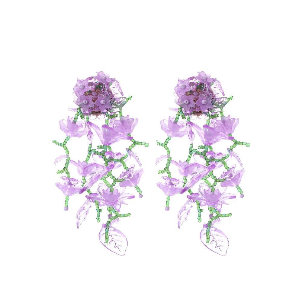 Elegant Long Boho Earrings Handmaking Beaded Floral Earrings Unique Flower Earrings Party Jewelry