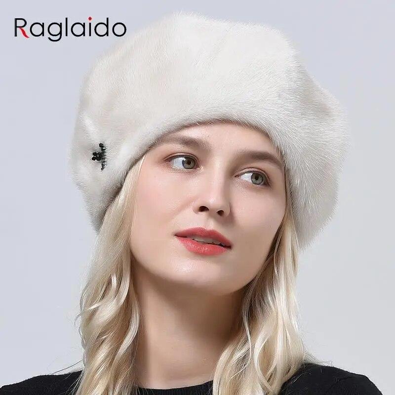 Зимняя женская кепка, полярные шапки, шапки из меха норки, новый стиль, восьмиугольная шапка с бриллиантами, однотонный роскошный топ, 100% настоящая женская меховая шапка